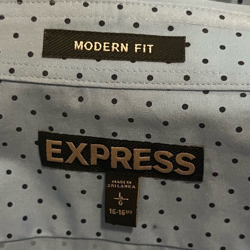 Express Modern Fit Button down Dress Shirt Polkadot Size L - Picture 4 of 4